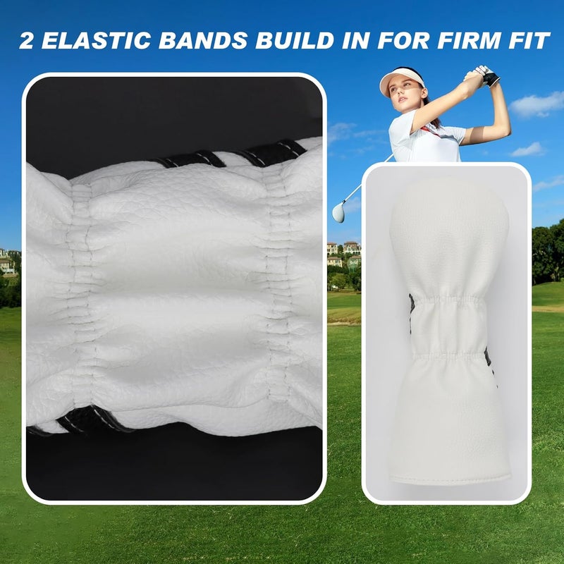 Frimon Golf Club Covers,4pcs or 1pc Golf Headcovers for Woods and Driver Fairway Hybrids Women Men - Premium PU Leather with Interchangeable Tags & Magnetic Blade and Mallet Putter Covers - Image 5